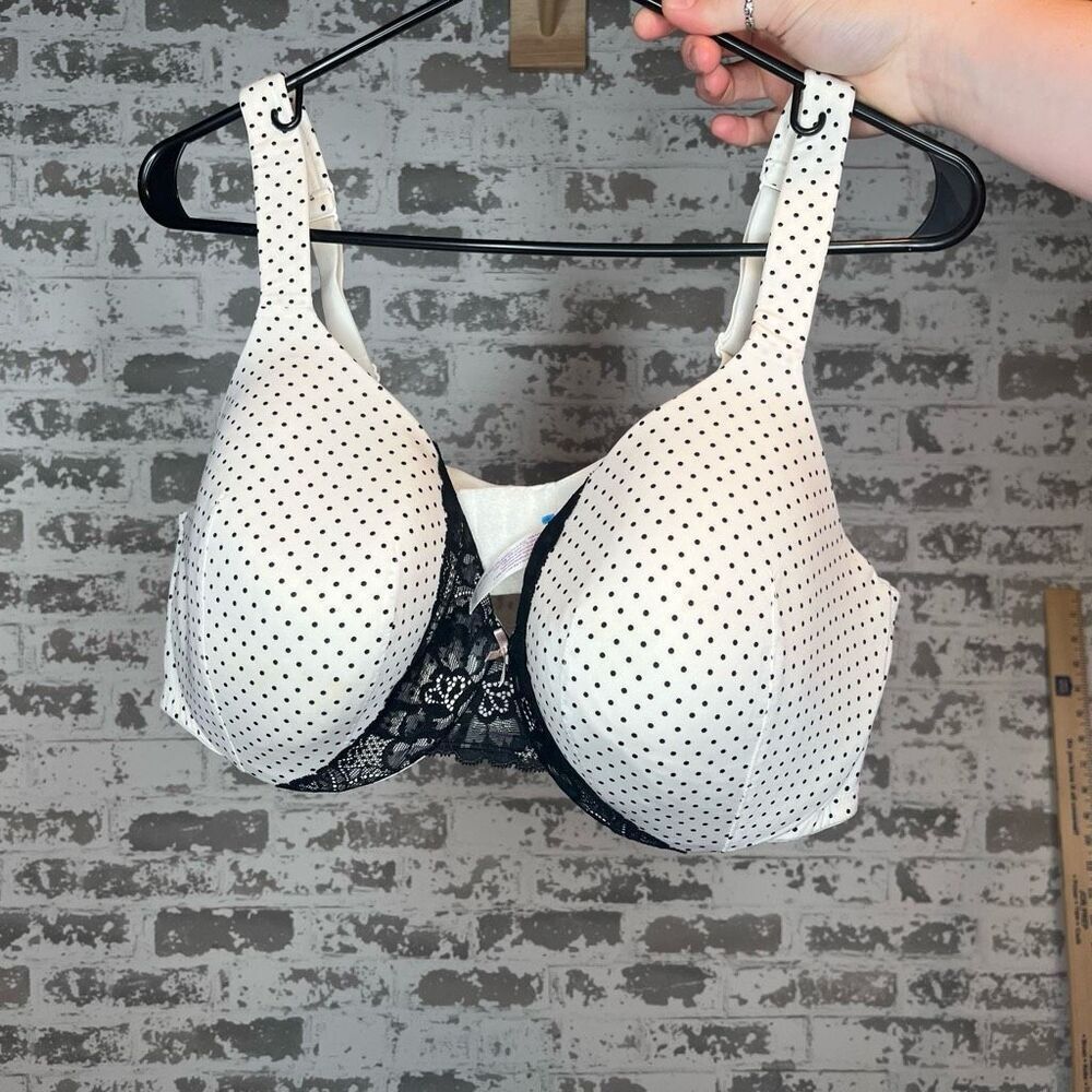 Cacique | women black polka dot cream bra